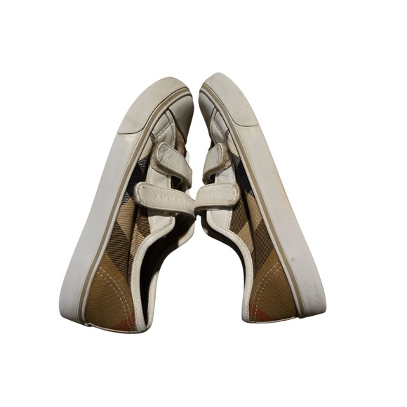 BURBERRY Kids White Nova Check Sneakers Casual Shoes Grip Strap EUR 31 - Picture 6 of 13